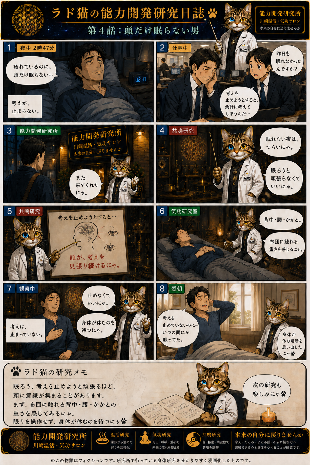 ラド猫の能力開発研究日誌 第4話 頭だけ眠らない男